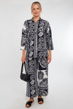 6Pcs Navy and White Tropical Patch Print Co-Ord Set