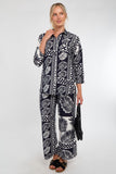 6Pcs Navy and White Tropical Patch Print Co-Ord Set