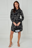 8Pcs Mono Geometric Maze Print Mini Shirt Dress