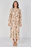 8Pcs Beige Lily Print Maxi Dress