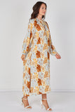 8Pcs Blue and Rust Moroccan Print Maxi Dress