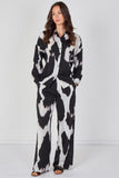 6Pcs Black and Grey Abstract Print Co-ord Set