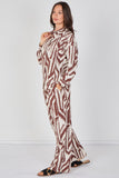6Pcs Cream and Chocolate Geo Print Co-ord Set