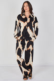 6Pcs Black and Cream Abstract Print Co-ord Set