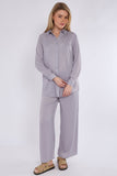 8Pcs Ice Grey Satin Co-ord Shirt and Trousers Set