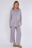8Pcs Ice Grey Satin Co-ord Shirt and Trousers Set