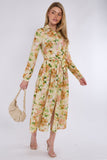 8Pcs Sunshine Bloom Printed Midaxi Shirt Dress