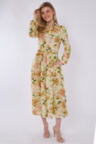 8Pcs Sunshine Bloom Printed Midaxi Shirt Dress