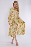 8Pcs Sunshine Bloom Printed Midaxi Shirt Dress