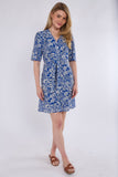 6Pcs Blue Paisley Floral Print Knotted Mini Dress