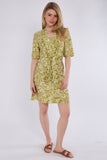 6Pcs Lime Green Paisley Floral Print Knotted Mini Dress