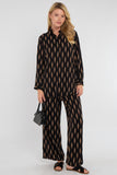 8Pcs Tan Chevron Print Co-ord Shirt and Trousers Set