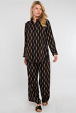 8Pcs Tan Chevron Print Co-ord Shirt and Trousers Set