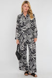 8Pcs Mono Paisley Floral Print Co-ord Shirt and Trousers Set