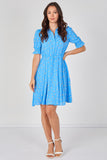 8Pcs Sky Blue Ditsy Floral Tea Dress