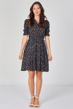 8Pcs Navy Ditsy Floral Tea Dress