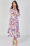8Pcs Boho Bloom Printed Smock Midaxi Dress