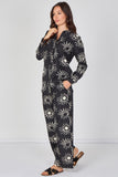 8Pcs Black Sun Print Shirt and Trouser Co-Ord Set