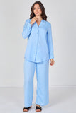 8Pcs Sky Blue Shirt and Trouser Co-Ord Set