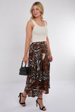 7Pcs Mixed Leopard Print Satin Pleated Maxi Skirt