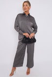 Love Sunshine Grey Brushed Satin Shirt LS-2268