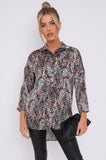 Love Sunshine Black Paisley Print Layer Satin Oversized Shirt LS-5003