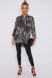 Love Sunshine Black Tie Dye Print Satin Oversized Shirt LS-5003
