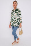 Love Sunshine Green Tie Dye Stripe Print Satin Oversized Shirt LS-5003
