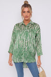 Love Sunshine Green Tie Dye Print Satin Oversized Shirt LS-5003