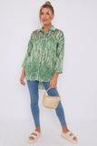 Love Sunshine Green Tie Dye Print Satin Oversized Shirt LS-5003