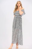 8Pcs Grey Snake Print Frill Bardot Maxi Dress