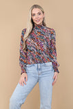 8Pcs Rainbow Leopard Shirred Waist Crop Top