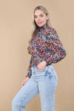 8Pcs Rainbow Leopard Shirred Waist Crop Top