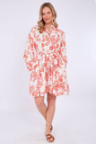 8Pcs Red Floral Print Flared Hem Mini Dress