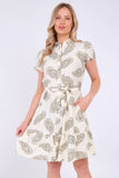 8Pcs White Paisley Print Short Sleeve Mini Dress