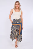 8Pcs Leopard Scarf Print Asymmetric Hem Skirt