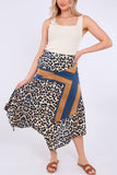 8Pcs Leopard Scarf Print Asymmetric Hem Skirt
