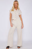 3Sets Stone Striped Cotton Linen Shirt and Trousers set