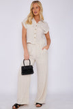 3Sets Stone Striped Cotton Linen Shirt and Trousers set