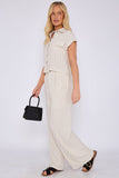 3Sets Stone Striped Cotton Linen Shirt and Trousers set