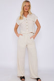 3Sets Stone Striped Cotton Linen Shirt and Trousers set