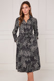 8Pcs Black Modern Patchwork Geo Print Midi Shirt Dress