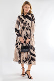 8Pcs Black and Beige Abstract Print Midaxi Shirt Dress