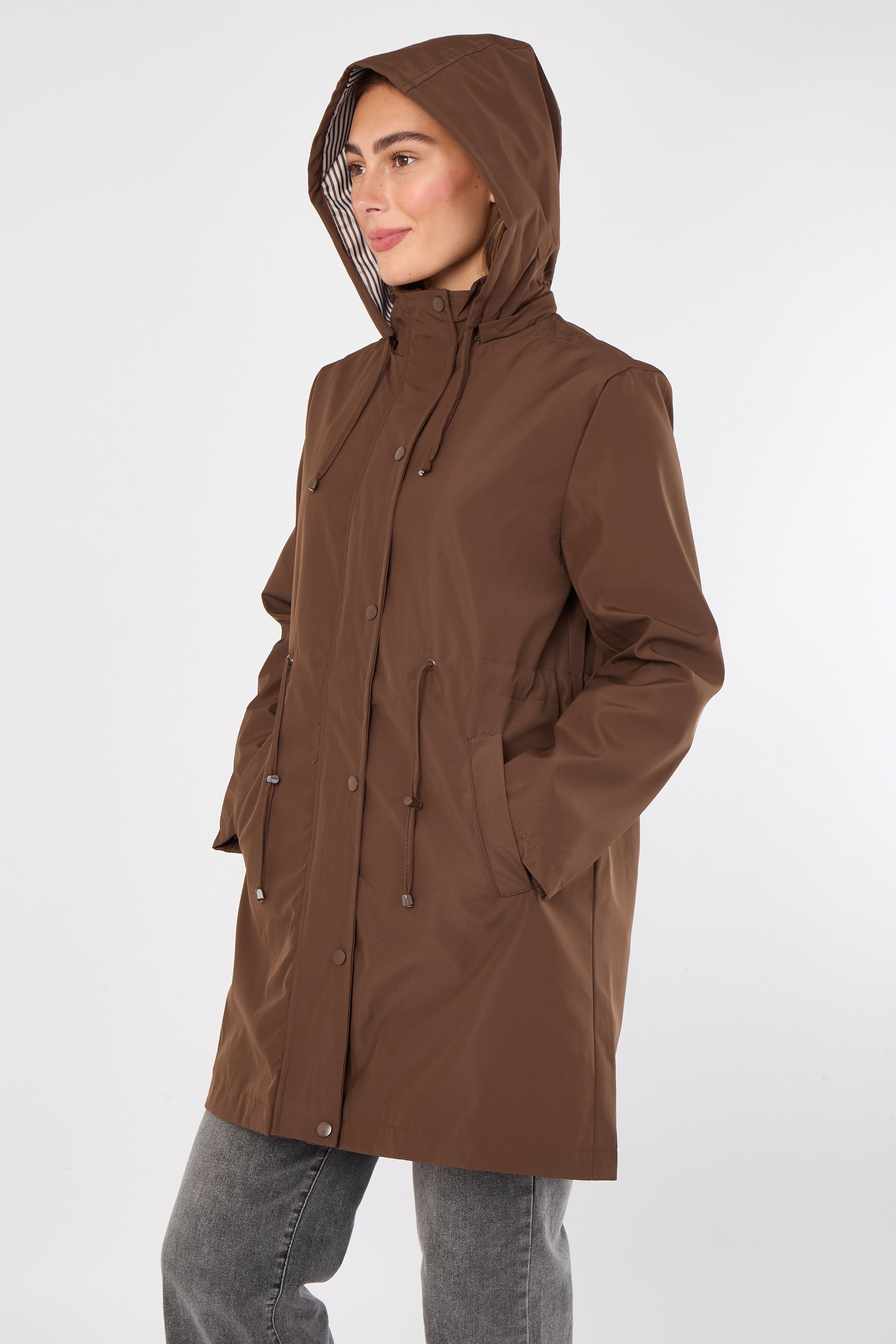 5Pcs Chocolate Hooded Drawstring Parka
