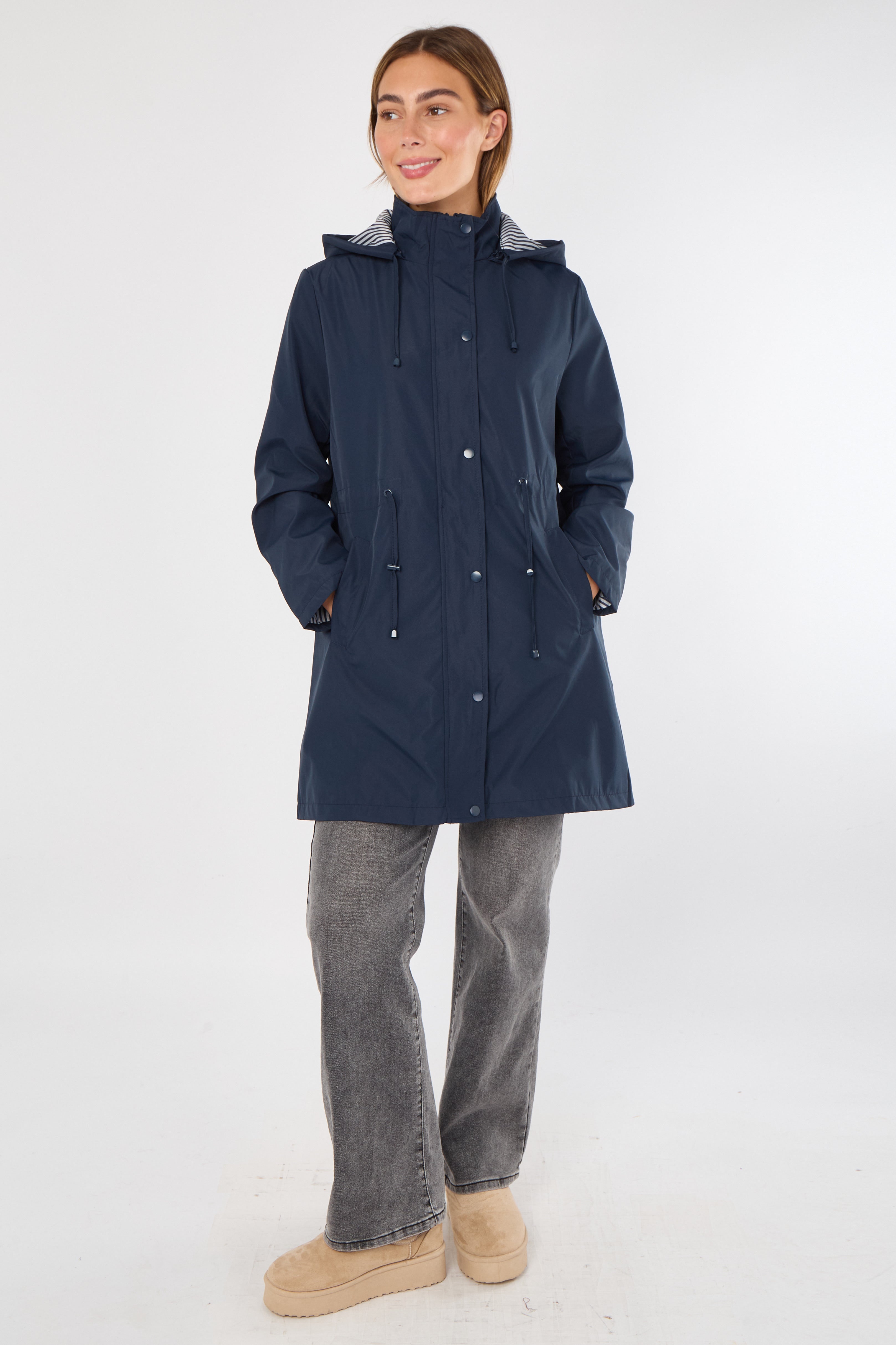 5Pcs Navy Hooded Drawstring Parka