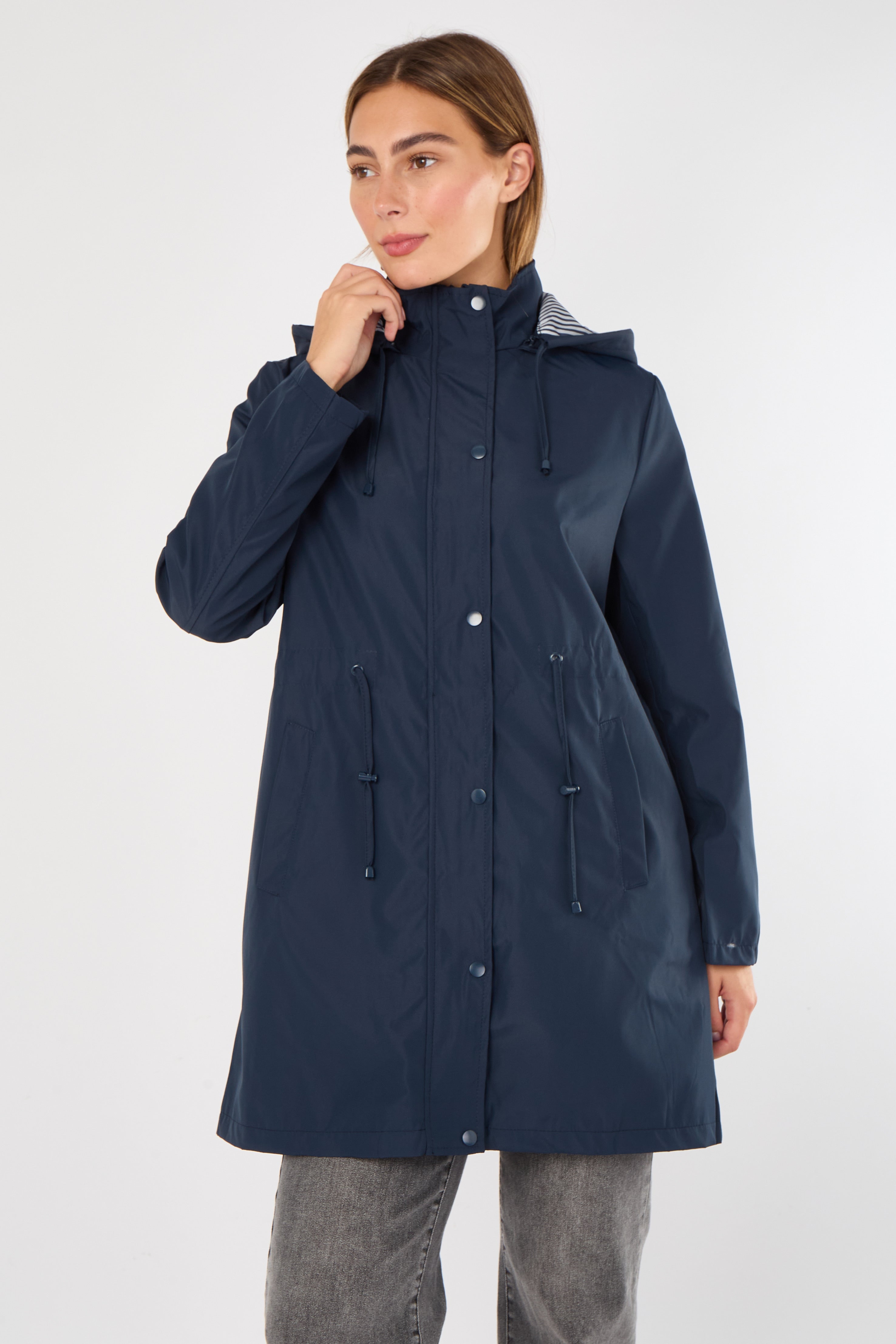 5Pcs Navy Hooded Drawstring Parka