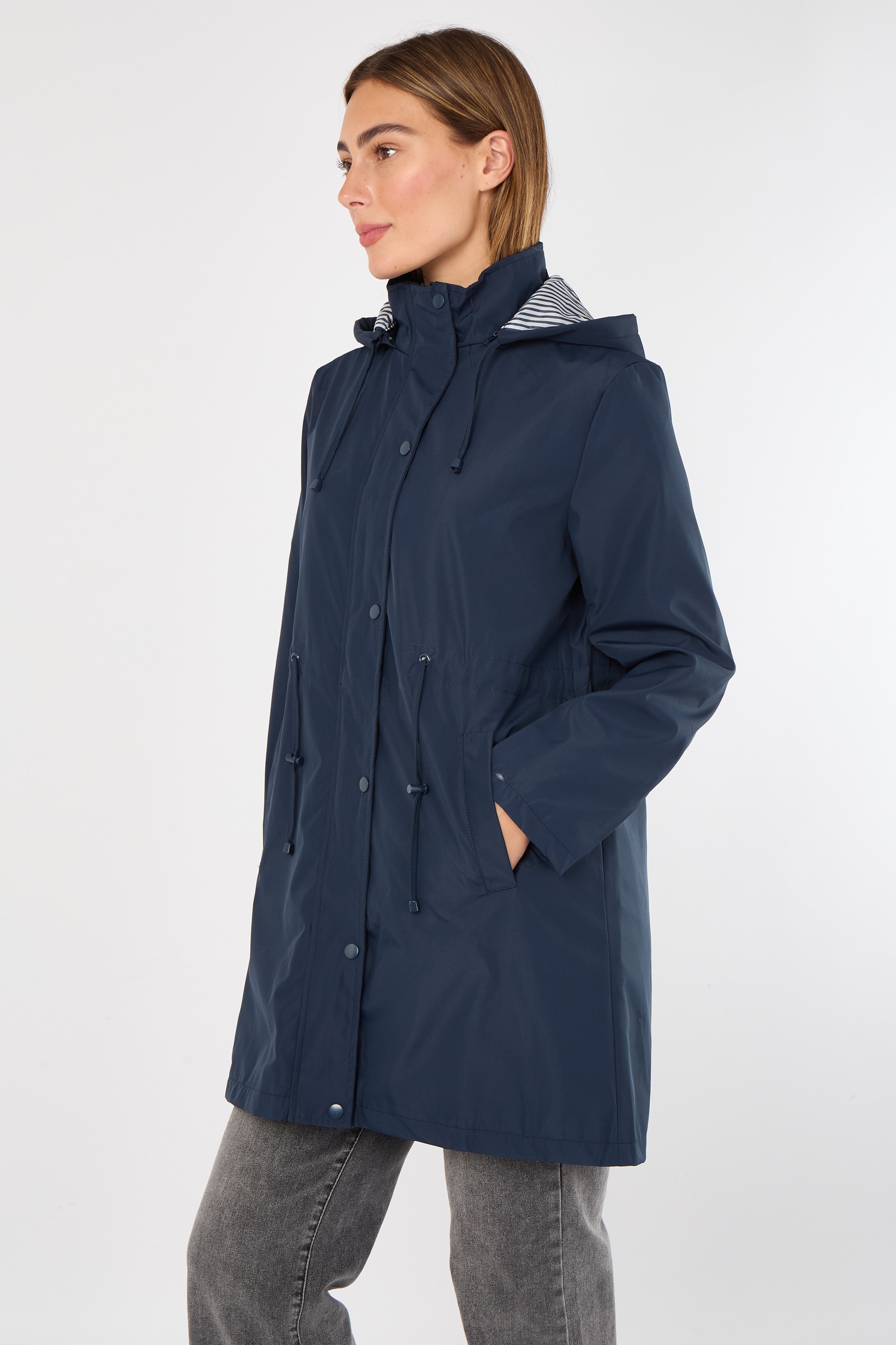 5Pcs Navy Hooded Drawstring Parka