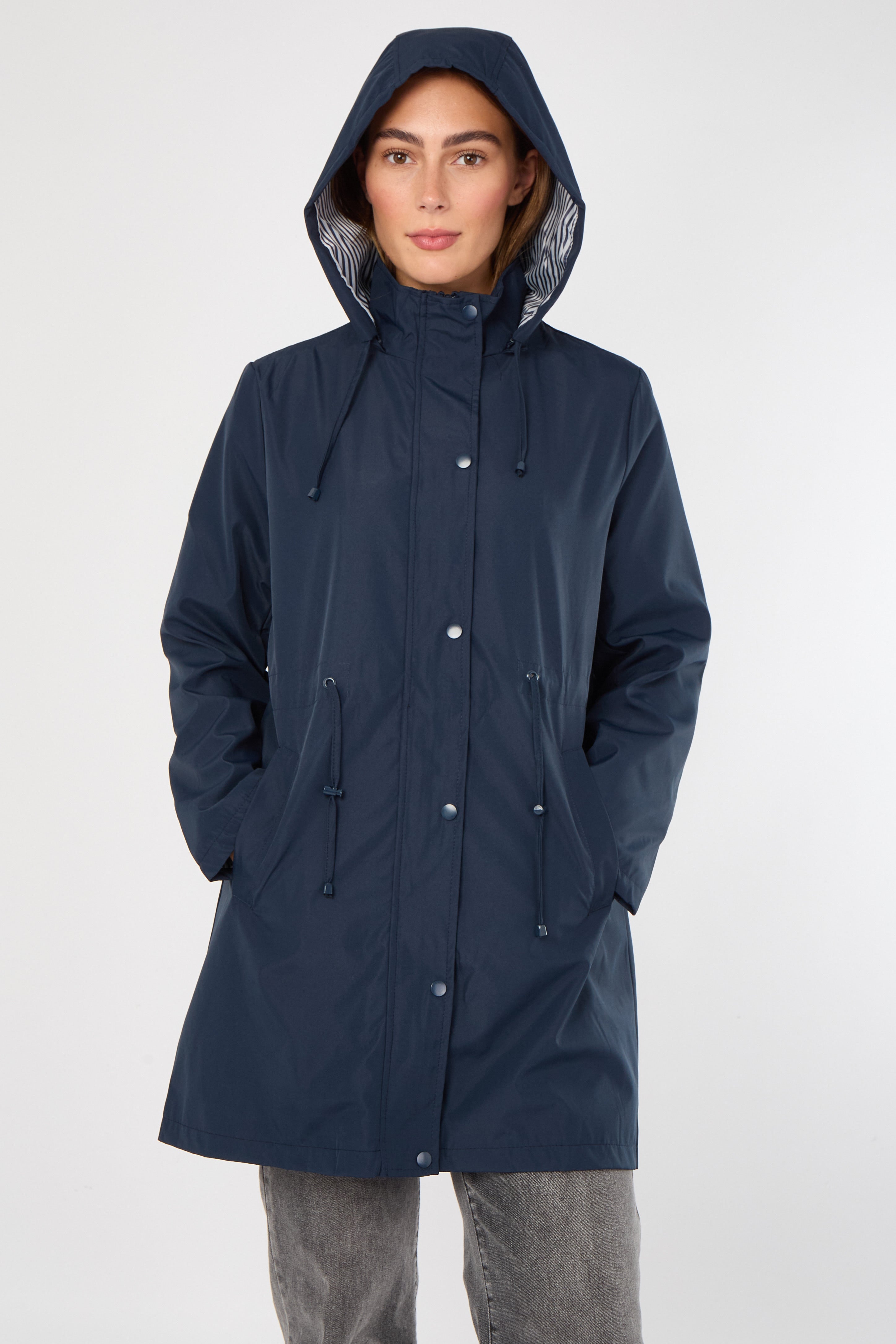 5Pcs Navy Hooded Drawstring Parka