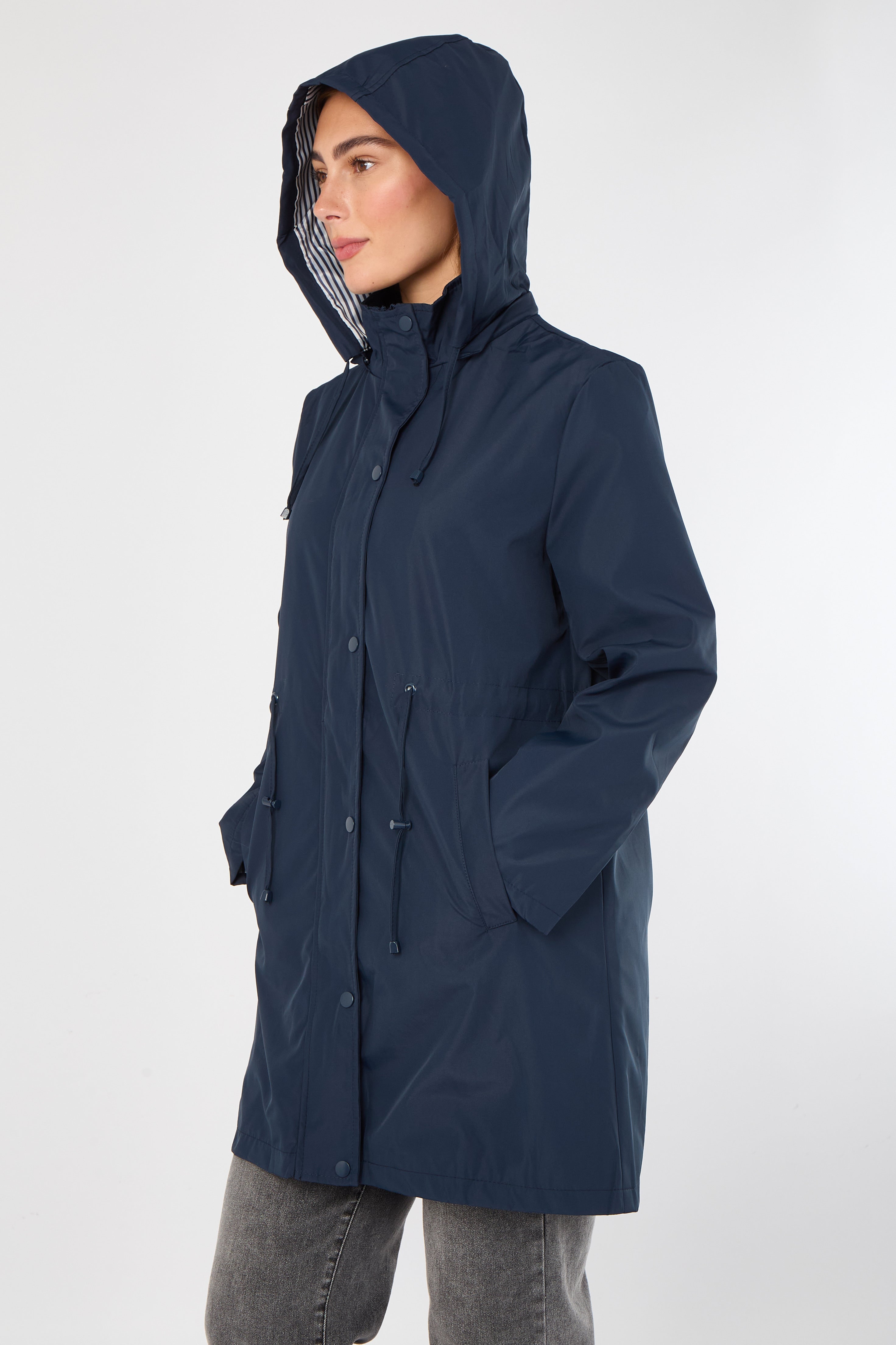 5Pcs Navy Hooded Drawstring Parka