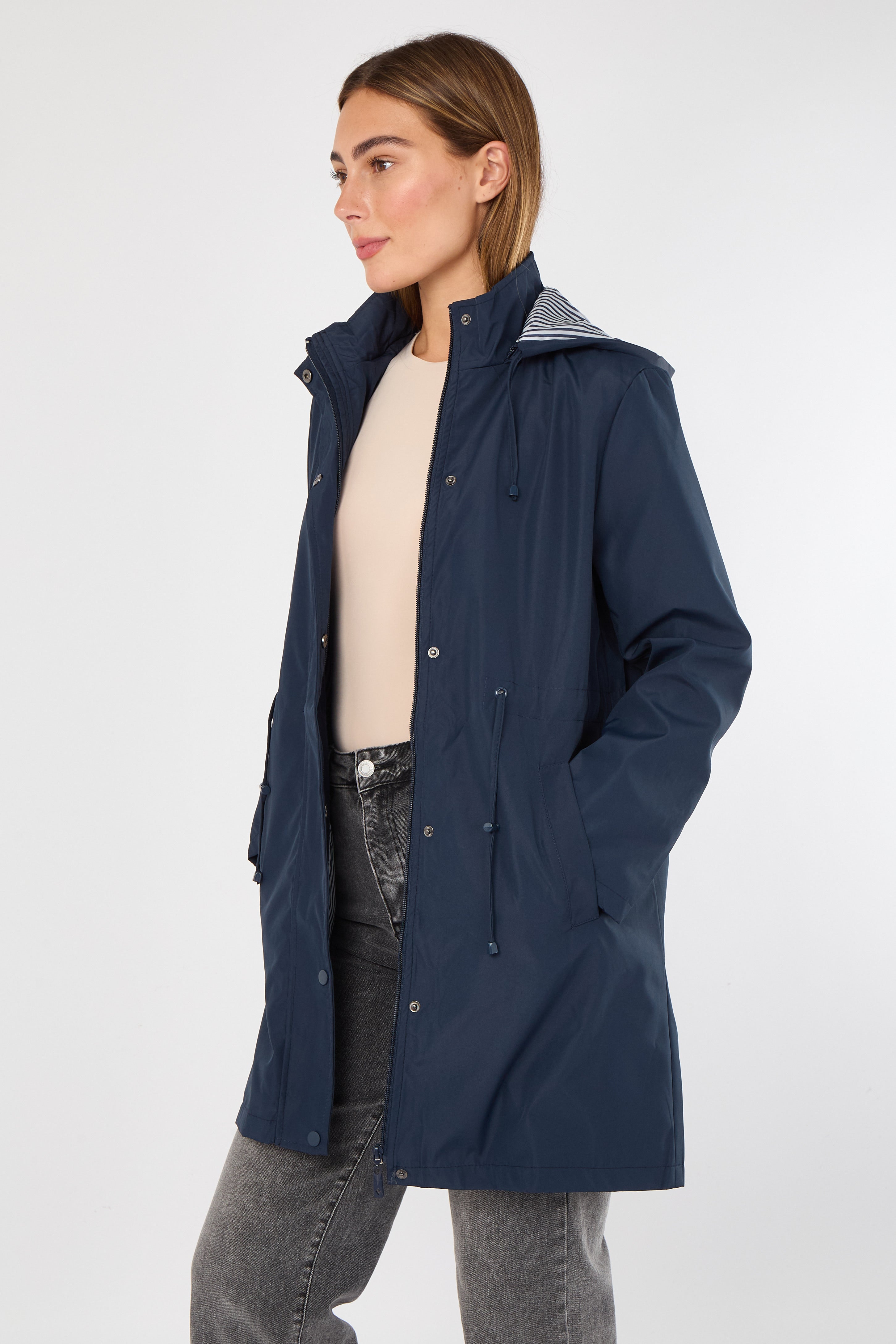 5Pcs Navy Hooded Drawstring Parka